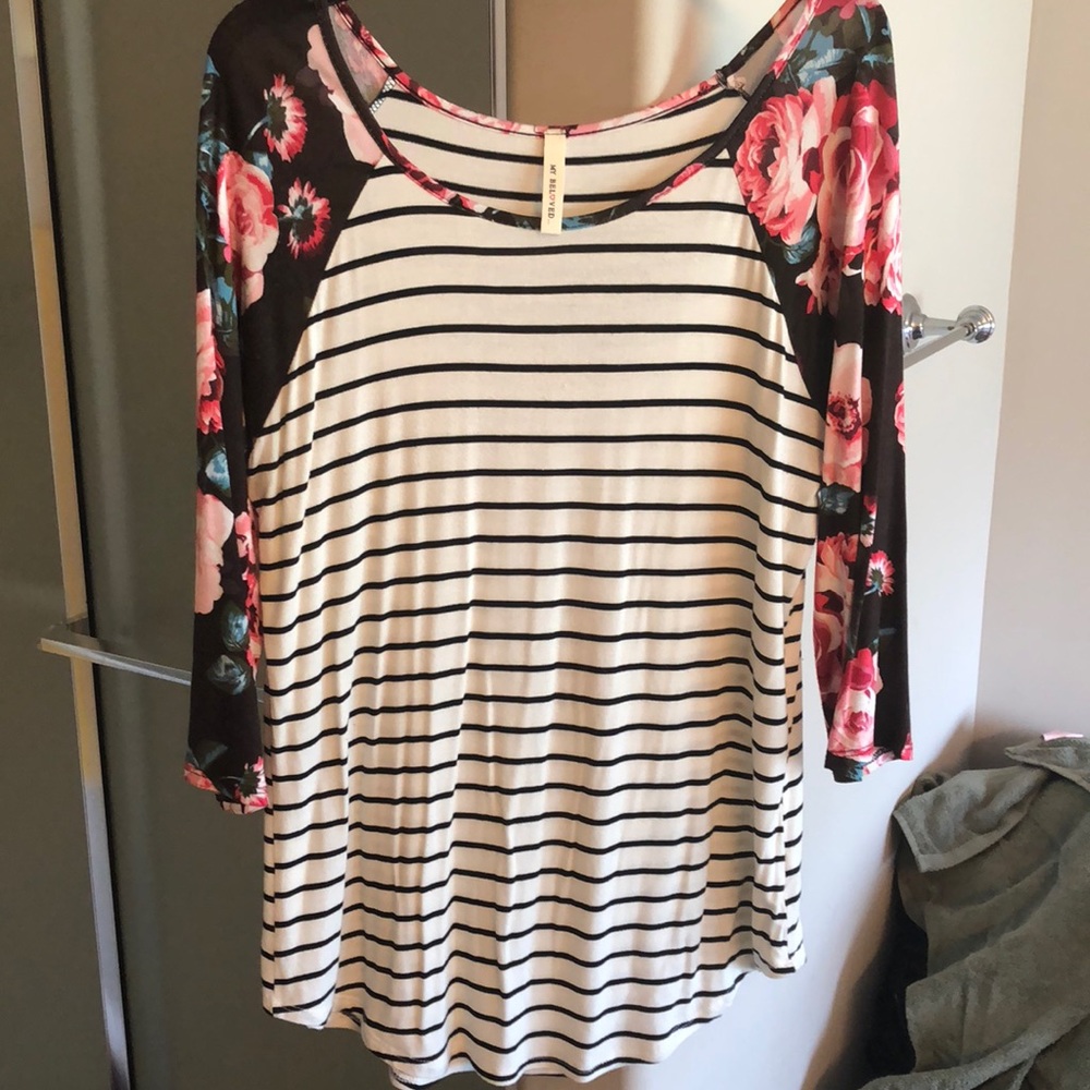 Cotton Striped & Floral Shirt